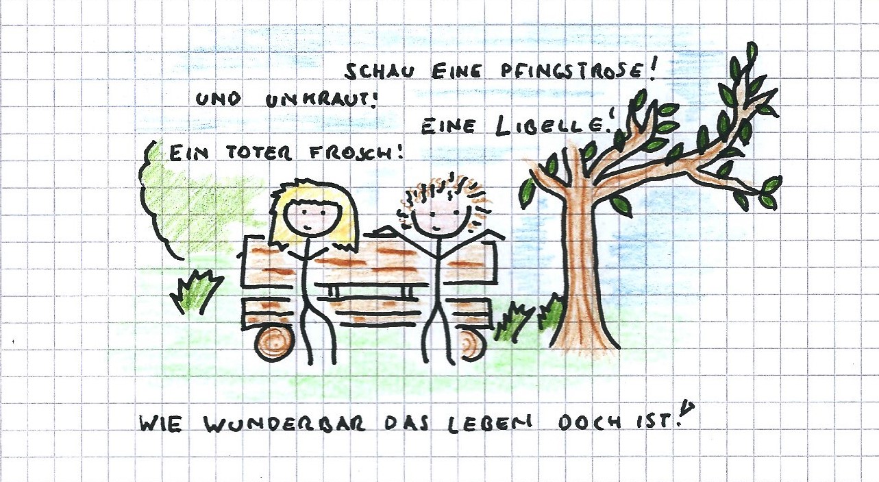 Da war wirklich ein toter Frosch. Aber ich hab ihn leider nicht entdeckt.